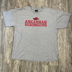 Arkansas Razorbacks Gray Graphic Tee with Red Logo